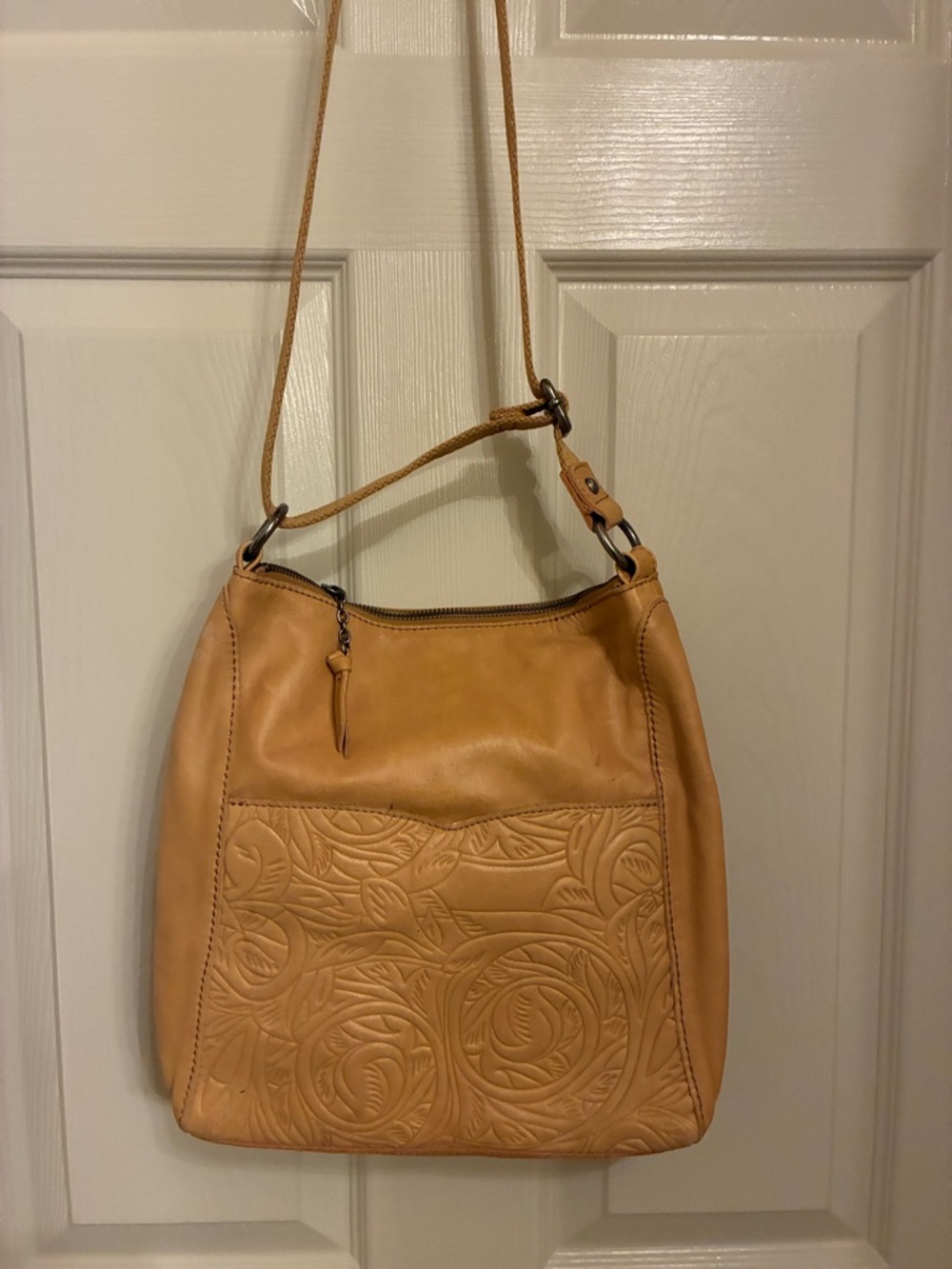The‎ Sak Tan Embossed Leather Shoulder Bag